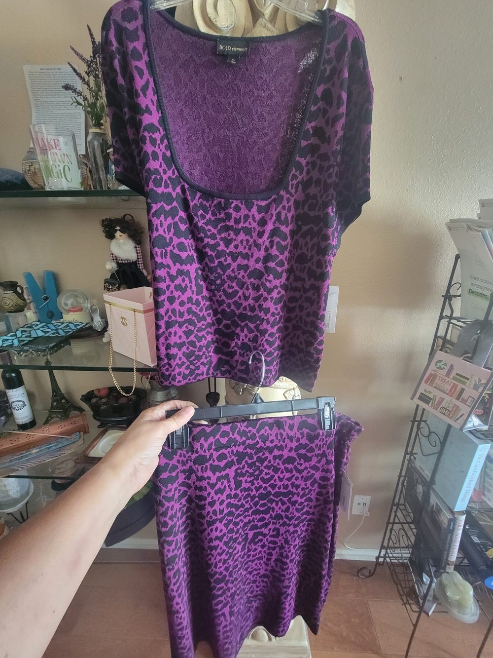 Bold Elements Animal Print Two-Piece Set in Purple and Black